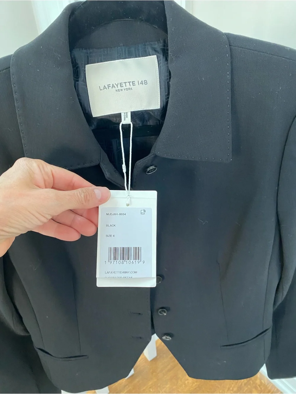Lafayette 148 New York Black Fitted Button-Front Jacket